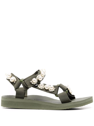 Shop Arizona Love Trekky Pearl-embellished Sandals In Green