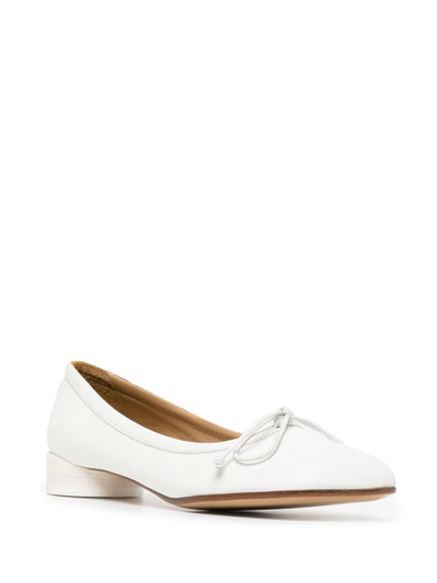 Shop Mm6 Maison Margiela Square-toe Leather Ballerina Shoes In White