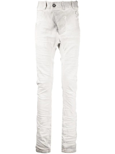 Shop Boris Bidjan Saberi Distressed-finish Skinny-cut Jeans In Grey