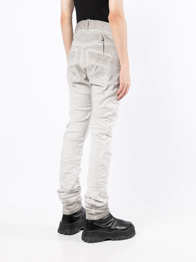 Shop Boris Bidjan Saberi Distressed-finish Skinny-cut Jeans In Grey