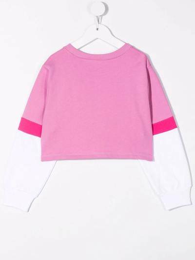 Shop Marni Colour-block Logo Sweatshirt In Pink