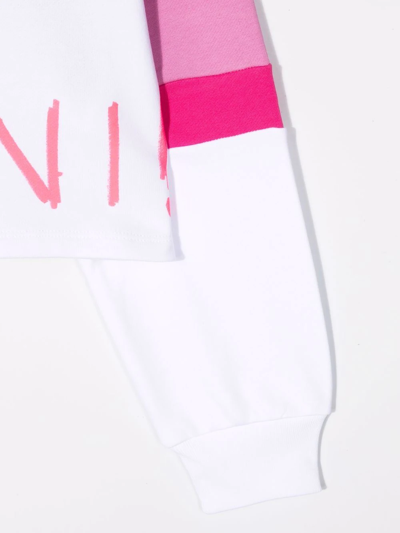 Shop Marni Colour-block Logo Sweatshirt In Pink