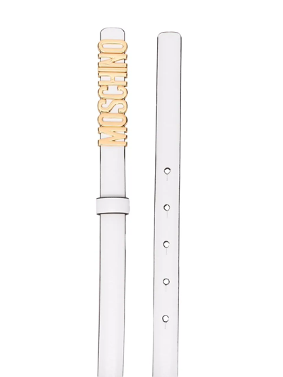 Shop Moschino Logo-plaque Leather Belt In White