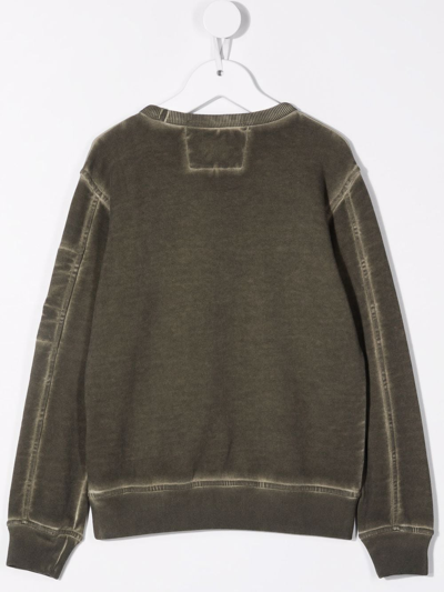 Shop C.p. Company Lens-detail Cotton Sweatshirt In Green