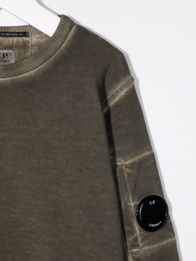 Shop C.p. Company Lens-detail Cotton Sweatshirt In Green
