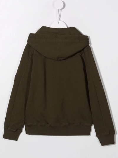 C.p. Company Lens-detail Drawstring Hoodie In Green
