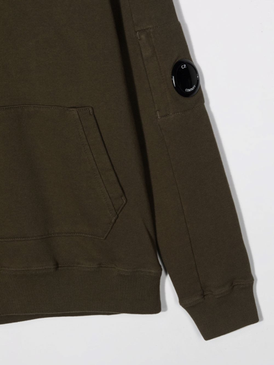 C.p. Company Lens-detail Drawstring Hoodie In Green