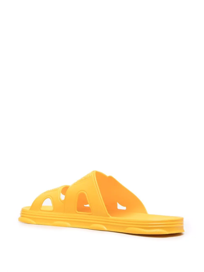 Shop Gcds Logo-strap Sandals In Yellow