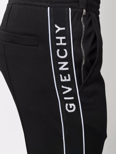 Shop Givenchy Logo-stripe Tapered-leg Track Pants In Black