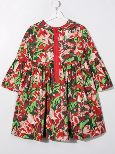 Shop Kenzo Teen Floral-print Dress In Red