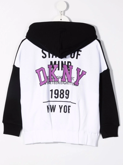 Shop Dkny Colou-block Logo-print Hoodie In Black