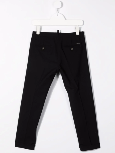 Dsquared2 Black Stretch Virgin Wool Trousers In Black
