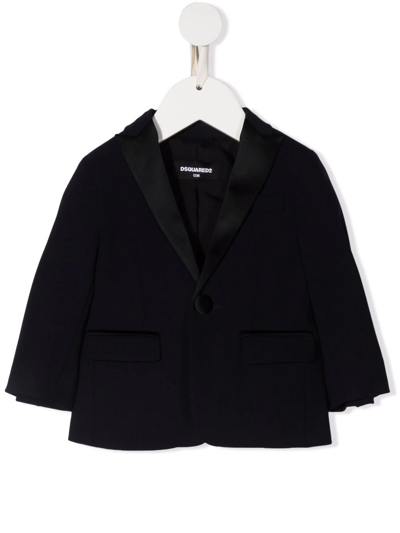 Shop Dsquared2 Single-breasted Wool Blazer In Blue
