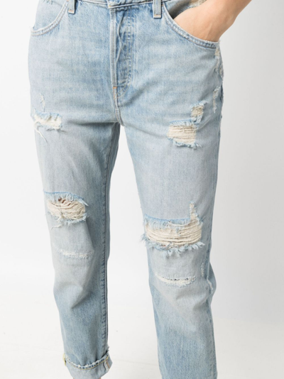 Shop Washington Dee Cee Distressed Straight-leg Jeans In Blue
