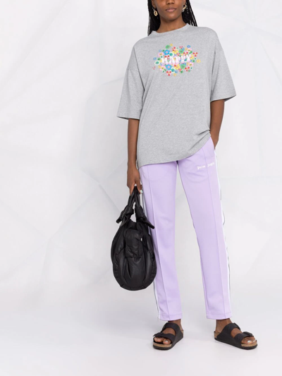 Chiara Ferragni Oversized T-shirt With Elbow-length Sleeves And Print Slogan In Grey