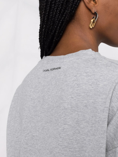 Chiara Ferragni Oversized T-shirt With Elbow-length Sleeves And Print Slogan In Grey