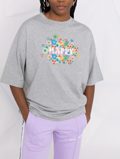 Chiara Ferragni Oversized T-shirt With Elbow-length Sleeves And Print Slogan In Grey