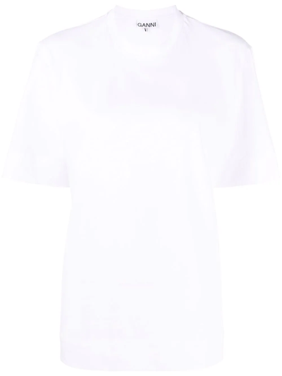Shop Ganni Organic Cotton T-shirt In White