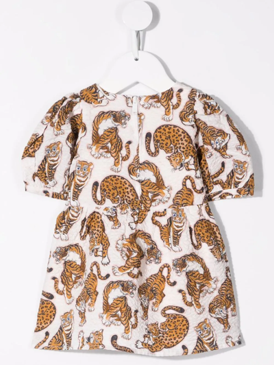 Shop Kenzo Tiger-motif Dress In Neutrals