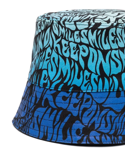 Stella Mccartney Printed Cotton Bucket Hat In Blue