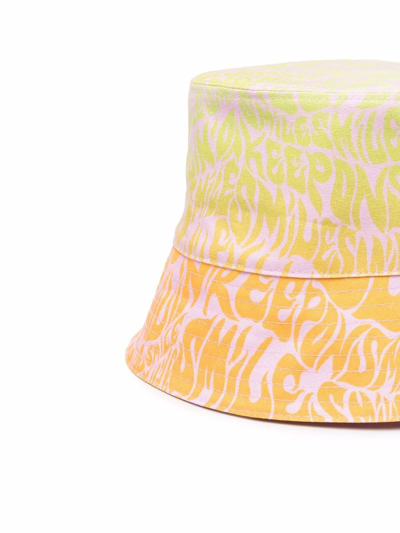 Stella Mccartney Reversible Pink & Multicolor Cotton Bucket Hat In Orange