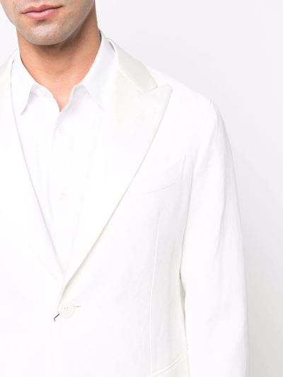 Shop Giorgio Armani Single-breasted Linen Blazer In White