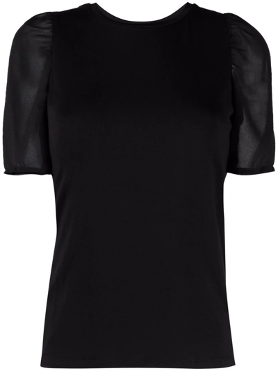 Shop Dkny Puff-sleeve Shortsleeved Top In Black