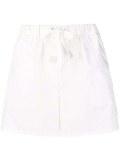 Moncler White High Waist Drawstring Shorts In White