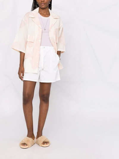 Moncler White High Waist Drawstring Shorts In White