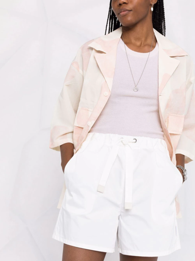 Moncler White High Waist Drawstring Shorts In White
