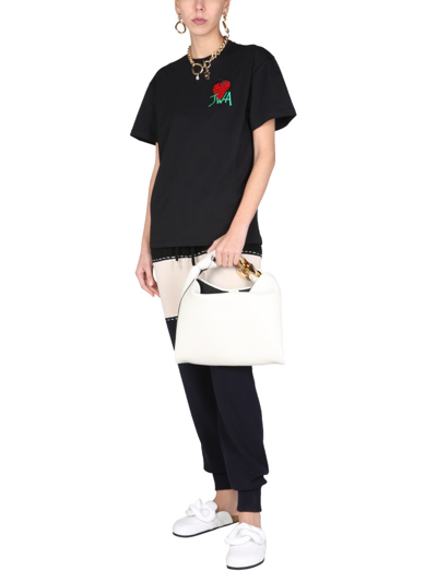 Shop Jw Anderson "strawberry" T-shirt In Black