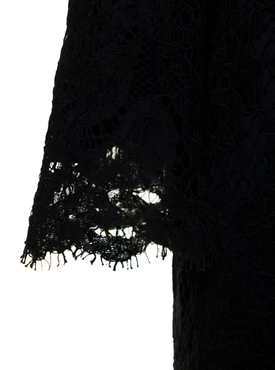 Shop Dolce & Gabbana Black Stretch Silk Charmeuse Lace Dress