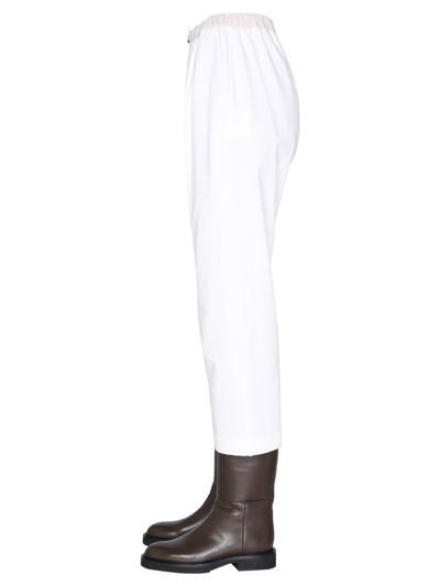 Shop Brunello Cucinelli Jogging Pants With "shimmer Buckle" In White