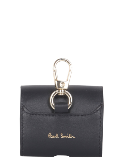 Shop Paul Smith Leather Airpods Pro Case In Black