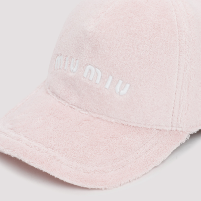Shop Miu Miu Cotton Hat In Pink &amp; Purple