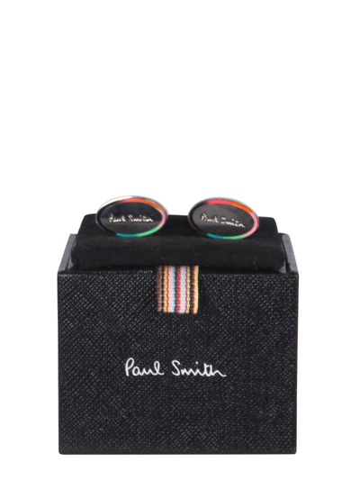 Shop Paul Smith Oval Cufflinks With Logo In Multicolour
