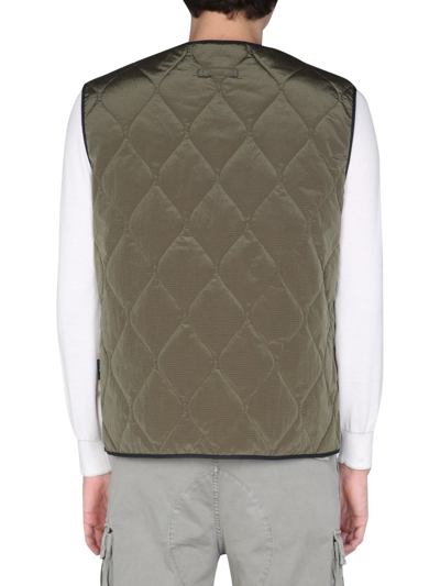 Shop Mackintosh Quilted Gilet Jacket In Green