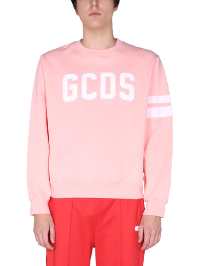 Shop Gcds Sweatshirt With Embroidered Logo In Pink