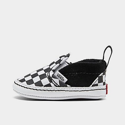 Shop Vans Infant Checker Slip-on V Crib Shoes In Black/white