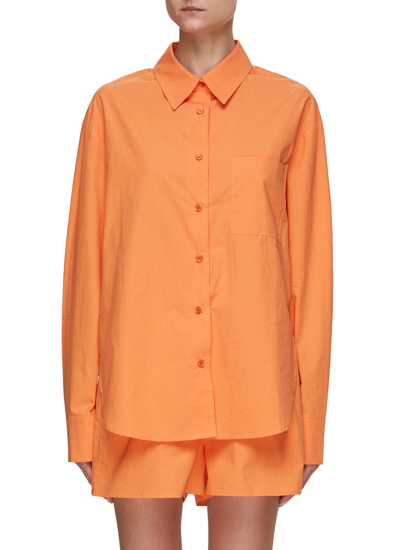 Shop The Frankie Shop ‘lui' Patch Pocket Organic Cotton Shirt In Orange