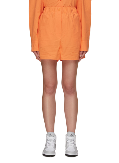 Shop The Frankie Shop Elastic Waist Essential Cotton Shorts In Orange