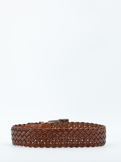 Shop Etro Leather Belt With Studs In Buff