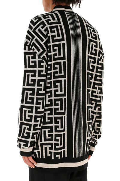 Shop Balmain Embroidered Wool Blend Oversize Cardigan Printed  Uomo M
