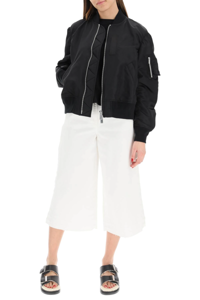 Ma-1 Ruched-sleeve Bomber Jacket In Black