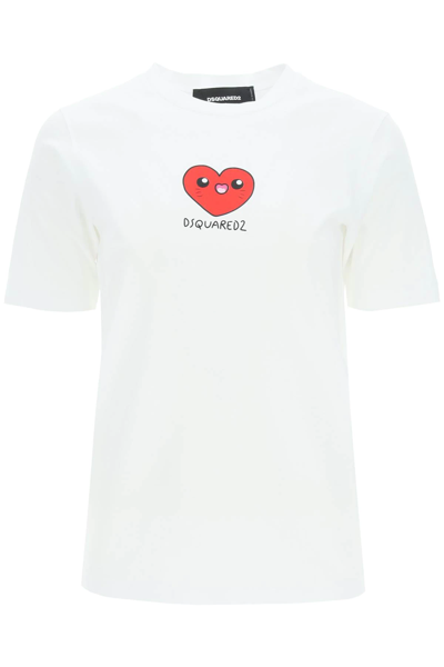 Shop Dsquared2 Heart Me T-shirt In White,red