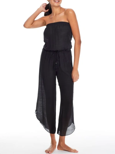Shop Becca Wayfarer Strapless Knit Jumpsuit Cover-up In Black