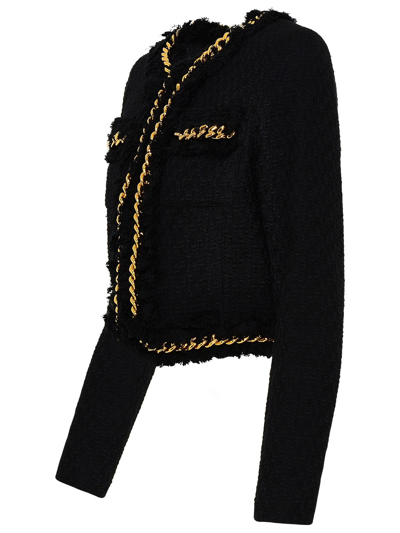 Shop Versace Black Cotton Tweed Jacket