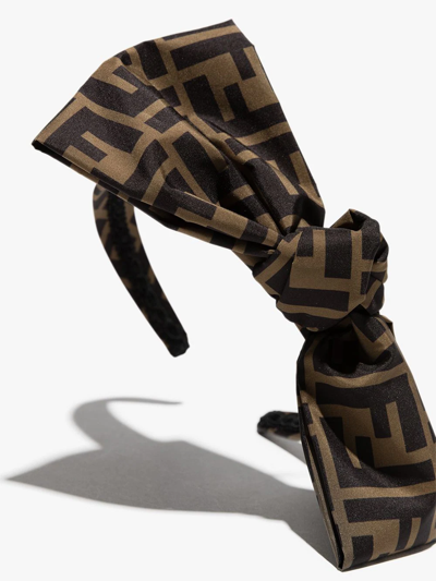 Fendi Ff-logo Bow-detail Headband In Brown