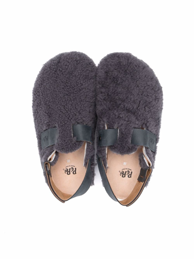Shop Pèpè Slingback Shearling Sandals In Grey