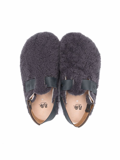 Pèpè Slingback Shearling Sandals In Grey